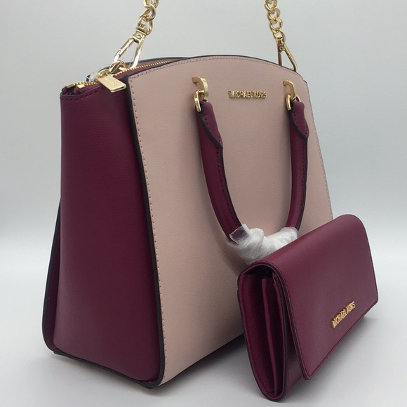 MICHAEL KORS ELLIS LG SATCHEL & LG WALLET MAGENTA - Picture 3 of 8